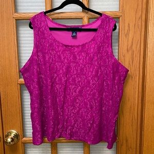 Susan Graver Lace Overlayed Sleeveless Shirt